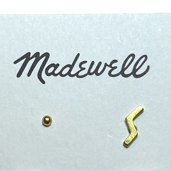 Madewell Zigzag Set of Unique 4 Gold-Plated Brass Cubic Zirconia Earrings NWT - Picture 7 of 10